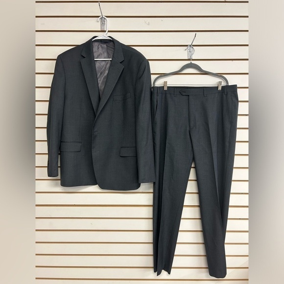 Lauren Ralph‎ Lauren Black Label Suit Wool Blend Dark Gray 46R 38x32 Pants EUC